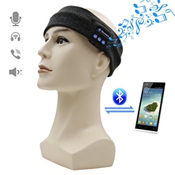 Bluetooth Headband, 007plus Yoga Wireless Stereo Sleep Headphones Headset with Mic Knit Built-in Stereo Speakers for Sports Workout