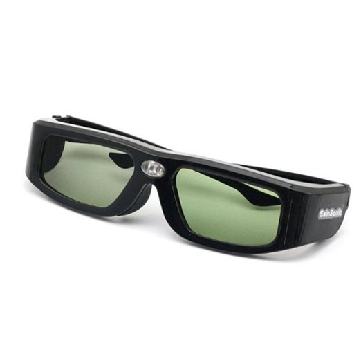 SainSonic SSZ-200DLB 144Hz 3D IR Active Rechargeable Shutter Glasses for Acer ViewSonic BenQ Vivitek Optoma 3D DLP-Link Ready Projector Black
