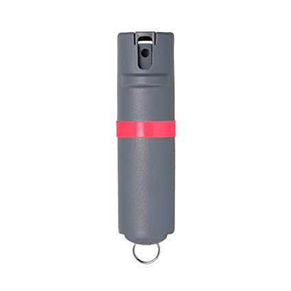 POM Grey Pepper Spray Keychain Ring – Strongest Legal Personal Defense OC Spray, Most Innovative Patented Flip Release Protection, 10ft Range, 24 Bursts, Compact & Discreet .5oz Safety Gear