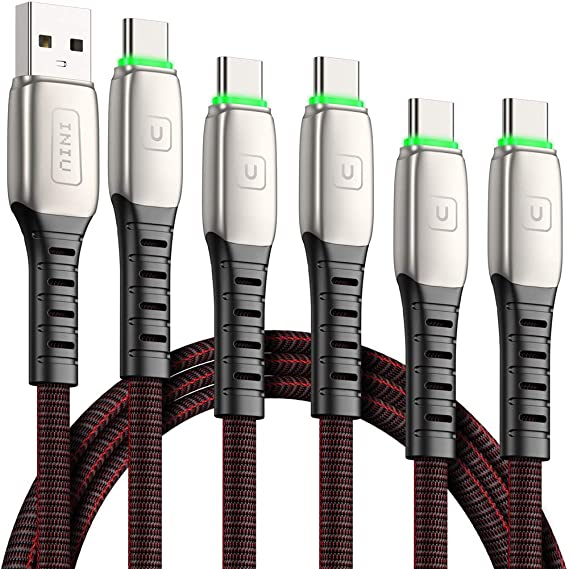 INIU USB C Cable, 【5 Pack 3.1A】Quick QC3.0 Fast Charging USB Type C Cable, (1.6 3.3 3.3 6.6 6.6ft) Nylon Phone Charger USB-C Cables for Samsung Galaxy S20 S10 S9 S8 Plus Note 10 9 LG Google Pixel etc