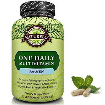 NATURELO One Daily Multivitamin for Men - with Whole Food Vitamins, Organic Extracts - Natural Supplement - Best for Energy, General Health - Non-GMO - 120 Capsules | 4 Month Supply