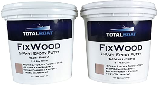TotalBoat Fixwood | Marine Grade Epoxy Putty | Stainable Paste Filler for Damaged Wood Repair or Replacement