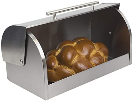 Linen Store Bread Box With Glass Cover Stainless Steel Clear