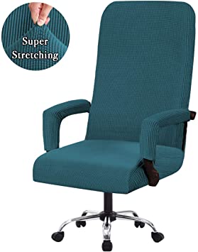Flamingo P High Stretch Office Chair Cover Form Fit Stretch Modern Removable Washable High Dining Chair Protector Cover Chair Slipcover for Home, Dining Room - Deep Teal - Large Size