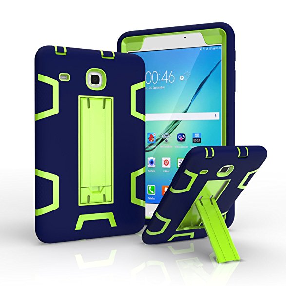 Ycxbox Samsung Galaxy Tab E 8.0" T377 Case, Galaxy Rugged Kickstand Stand Heavy Duty Kids Proof Protective Case for SM-T377A / SM-T377V / SM-T377P (Navy green)