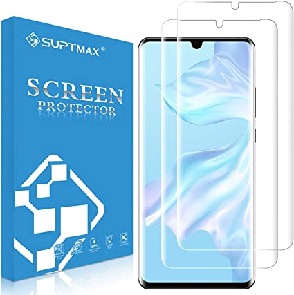 SUPTMAX P30 Pro Tempered Glass Protector [Sensitive Touchscreen] P30 Pro Screen Protector Glass [Case Friendly]] P30 Pro Glass Screen Protector Curved Screen Cover (P30 Pro, Clear 2 SAVER)