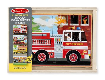 Melissa & Doug Wooden Jigsaw Puzzles in a Box - Vehicles