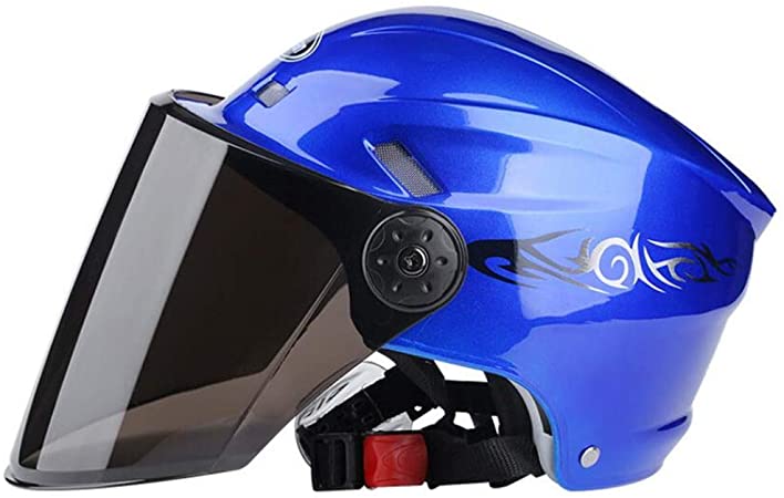 Ecloud Shop Visor Flip up Modular Half Helmet with Sunshield for Men & Women Electric Car Helmet, Bicycle Helmet-Blue