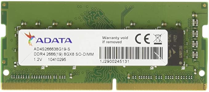 ADATA 8GB DDR4 2666 (PC4-21300) SODIMM 260-Pin Laptop Memory Module Single Rank (AD4S266638G19-S)