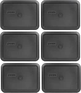 Pyrex 7210-PC Rectangle 3 Cup Charcoal Grey Storage Lid for Glass Dish - 6 Pack