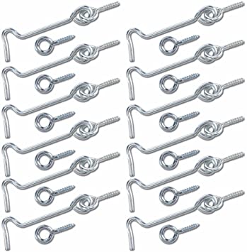 Wideskall 2" inch Zinc Plated Wire Gate Hook and Eye Latch (Pack of 12)