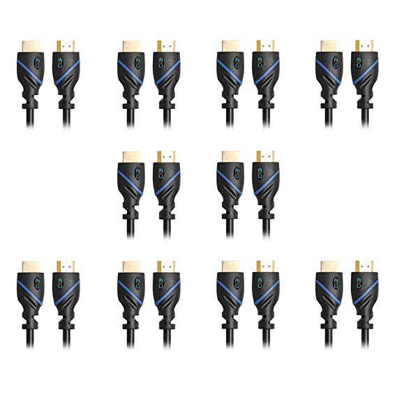 C&E 10 Feet, High Speed HDMI Cable with Ethernet, CL3 Certified Supports 3D and Audio Return Channel, 10 Pack, CNE67897