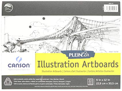 Canson Plein Air Illustration Smooth Art Board Pad for Ink, Markers and Pencils, 9 x 12 Inch, Set of 10 Boards