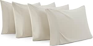 Bedsure Pillow Cases Standard Size Set of 4 - Linen Pillow Cases 4 Pack,Super Soft and Cozy Prewashed Pillowcases,Hotel Quality,Pillow Covers with Envelop Closure,20x26 Inches