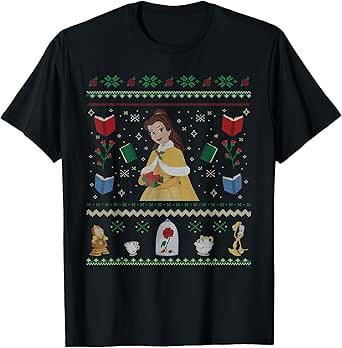 Disney Princess Beauty and the Beast Belle Christmas Sweater T-Shirt