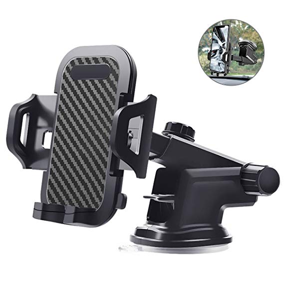 Car Phone Mount, Phone Holder For Car Suction Cup Air Vent Phone Mount for iPhone 8/7/7Plus/6/6s Samsung Galaxy S8/S8 Plus/S9/S9 Plus, LG, Huawei, and Other 4-6.5 inch Mobile Phones