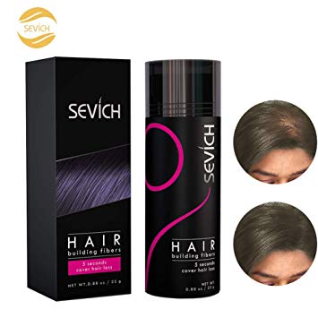Sevich Unisex Hair Fibers - 5 Seconds Conceals Loss Hair Rebuilding, Nature Keratin Fibers for Thinning Hair, 25g - Medium Brown