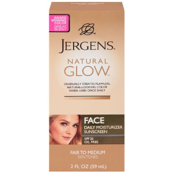 Jergens Glow Face Daily Moisturizer Sunscreen SPF 20, Fair to Med, 2 Ounce