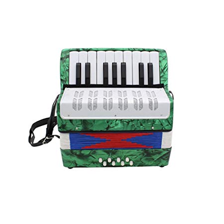 Accordion,Mini Accordion,Small 17-Key 8 Bass Educational Musical Instrument Toy for Kids Children Amateur Beginner (Green)
