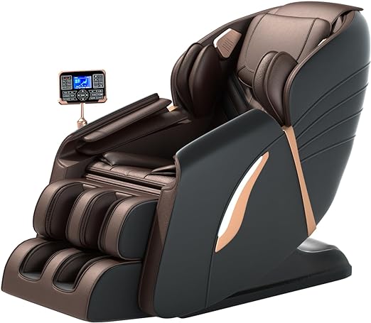 MOLLYCOOCLE Zero Gravity Full Body Massage Chair, Automatic Shoulder Height Detection Massage Chair Recliner with Foot Rollers, Built-in Heater, Bluetooth Player for Home, Office