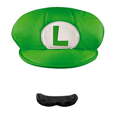 Super Mario Bros. Luigi Adult Costume Hat & Mustache One Size
