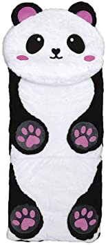 iscream Furry Panda 73" x 25" Faux Sherpa-Lined Plush Fleece Zippered Sleeping Bag