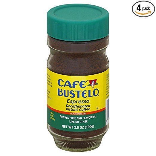 Café Bustelo Decaffeinated Instant Espresso 97 % Caffeine Free, 3.5-Ounce Jars (Pack of 4)