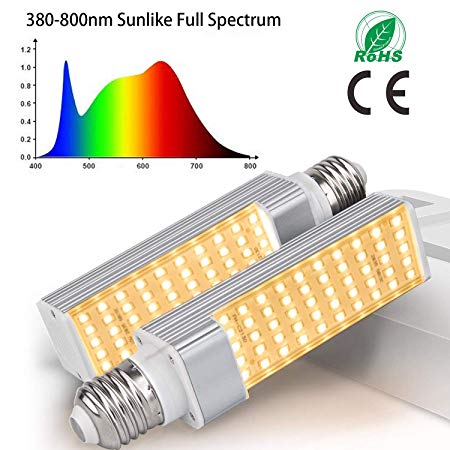 50W LED Grow Light,Growstar Sunlike Full Spectrum Grow Lamp,for Indoor Herb Garden/Office Seedling,Growing,and Fruiting （2PCS Replaceable Bulbs）