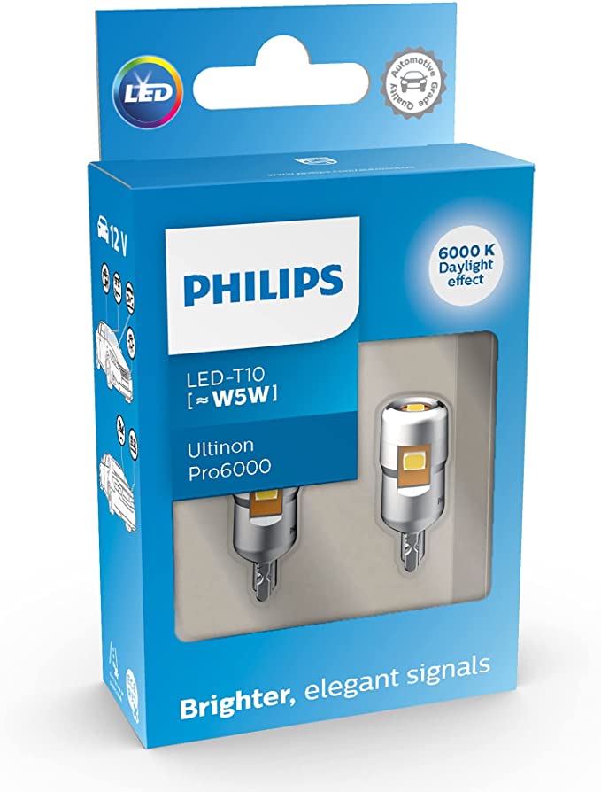 Philips Ultinon Pro6000 LED T10 car signaling bulb (W5W), 6.000K cool white