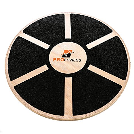 ProFitness Wooden Balance Board (15.5-inch by 3.1-inch) - Exercise, Fitness and Physical Therapy - Non-Slip Safety Top - Tone Muscles, Strengthen Core and Injury Rehab