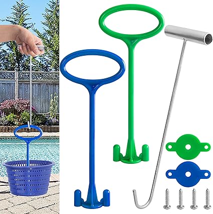 Skimmer Basket Handle - Universal Pool Skimmer Basket Hook Tool with Handle Fit All Skimmer Basket for Debris Removal Inground Pool Supplies (Basket Not Included)