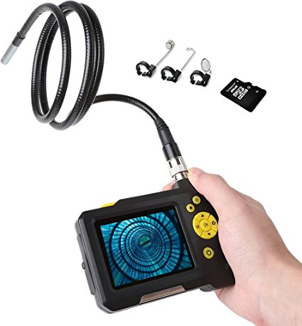 [Rigid Tube]Shekar Digital Inspection Camera with 2.7 inch Color Screen, Function of Zoom, Rotation, Waterproof Handheld Endoscope Borescope Tube Camera [TF Card Included]