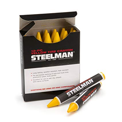 Steelman 00062 Yellow Tire Marking Crayons, Box of 12