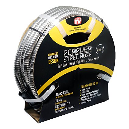 Forever Steel Hose (25') 304 Stainless Steel Garden Hose - As Seen On TV - Lightweight, Kink-Free, and Stronger Than Ever, Durable and Easy to Use