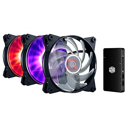 Cooler Master MasterFan Pro 120 Air Balance RGB- 120mm Hybrid RGB Case Fan, 3 In 1 with RGB LED Controller, Computer Cases CPU Coolers and Radiators