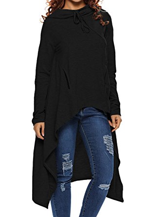 Dokotoo Womens High Low Tunic Sweatshirts Dress String Hoodie With Pocket