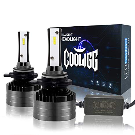 9012 LED Headlight Bulbs,Cooligg 5000LM Upgraded Super Bright 6000K CSP Led Chips Headlight Kit,Cool White,360°Adjustable Beam Pattern，1 Year Warranty