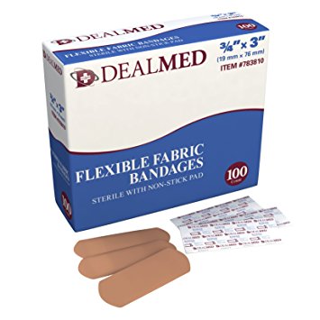 Dealmed Flexible Fabric Adhesive Bandages, 3/4" x 3", 100 per Box (1)