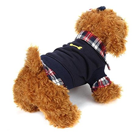 Voberry® Dog Cat Grid Sweater Puppy Warm T-Shirt Pet Clothes POLO Shirt Dog Coat