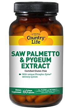 Country Life Saw Palmetto and Pygeum Extract, Vegetarian Capsules,  60-Count