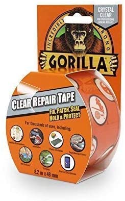 1 X Gorilla Tape 3044701 8.2m Repair Tape with Gloss Finish - Clear