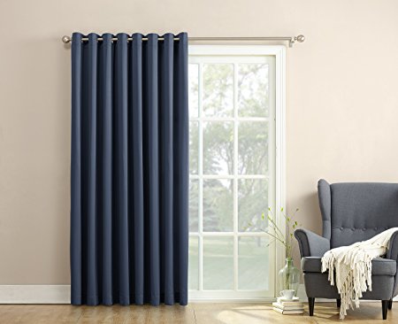 Sun Zero Barrow Energy Efficient Patio Door Curtain Panel, 100" x 84", Navy Blue