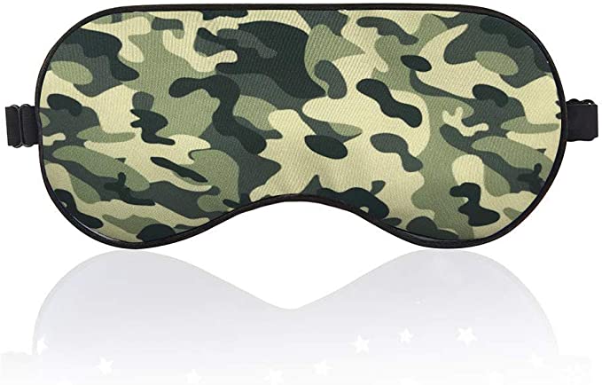 BYBART Camo Sleep Mask, Soft & Comfortable Eye Mask with Adjustable Head Strap Light Blocking Eye Cover for Kids Women Men