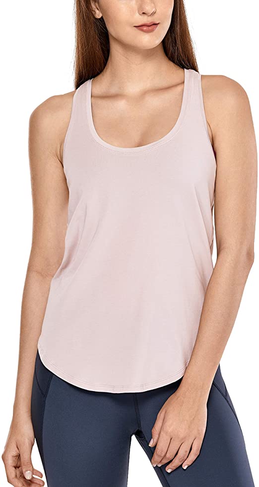 CRZ YOGA Women's Lightweight Pima Cotton Workout Tank Tops-Soft Racerback Athletic Yoga Tanks