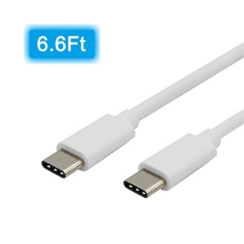 FlyHi USB C to USB C Cable (6.6ft) for new MacBook, ChromeBook Pixel, Nexus 5X/6P, LG G5, Nokia N1 Tablet, OnePlus 2 and More USB Type C Supported Devices (White 2M)