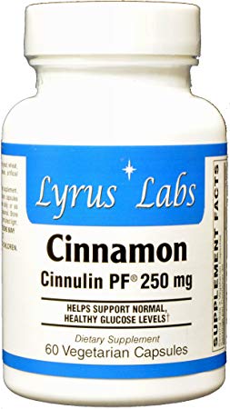 Lyrus Labs Cinnamon Extract- Cinnulin PF - 250 mg Per Serving of 2 Capsules - 60 Vegetarian Capsules