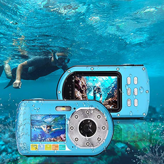 Underwater Camera Diving 10M Full HD 1080P Waterproof Camera for Snorkeling Selfie Dual Screen Action Camera 24MP Video Recorder Digital Camera