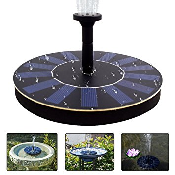 COSSCCI Solar Powered Water Fountain Pump Portable Submersible Free Standing for Bird Bath, Small Pond, Patio Garden Decoration(1.4W)
