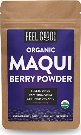 Organic Maqui Powder - 4oz Resealable Bag - 100% Raw From Chile - by Feel Good Organics