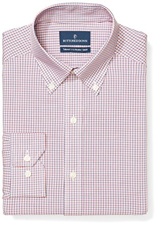 Buttoned Down Men's Tailored Fit Pattern Non-Iron Dress Shirt